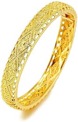 Nwlzx 24 Karat Gold Armreifen Frauen Gold Dubai Braut Hochzeit Äthiopisch Türkisch Armband Afrika Armreif Arabischer Schmuck Gold Charm Muslim Armband von Azoob