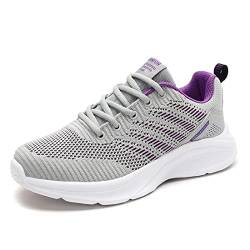 Azooken Damen Laufschuhe Sportschuhe Joggingschuhe Tennisschuhe Straßenlaufschuhe Freizeit Sneaker Outdoor Fitness Gym Traillauf Schuhe（0985-Gray purple40） von Azooken