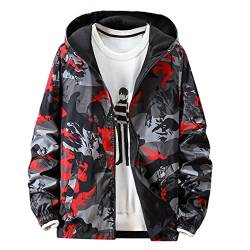 Azruma Herren Kapuzenjacke mode Camouflage Drucken Wendejacke dünne Hoodie Strickjacke mode softshelljacke Lässige Outdoorjacke Lockere Funktionsjacke Vintage Übergangsjacke Oversized Winterjacke von Azruma