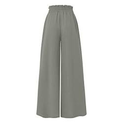 Azruma Hose Damen Elegant Chiffon Kordelzug High Waist Plissee Weites Bein Lang Hose mit Taschen Palazzo Einfarbig Culottes-Hose Strandhose Lose Lässige Freizeithose Schlupfhose Pumphose von Azruma