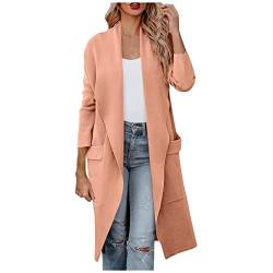 Azruma Pullover Damen Outdoorjacke Damen Wasserdicht Damen Pullover Herbst Frauen Herbst Winter Warm Einfarbig Revers Open Front Langarm Wollmantel Mit Taschen Elegant Oversize Offene Lange Wolljacke von Azruma