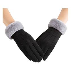 Azruma winterhandschuhe damen Winter Warm Touchscreen Thermohandschuhe Frauen Geschenk Outdoor Fleecefutter Strickhandschuhe winterhandschuhe damen dünne handschuhe (2-Black,Einheitsgröße) von Azruma