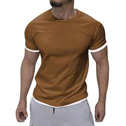 Herren Tshirt Tshirt Herren Set T-Shirt Herren Lustig BeiläUfig Einfarbige Rundhals Kurze ÄRmel T Shirt Locker Fit Rundhalsausschnitt Oberteil Cotosen Herren Shirt (2-Coffee, XL) von Azruma