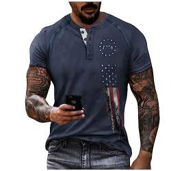 Oversize Shirt Herren T Shirt Batik Shirt Vintage Drucken Kurzarm ÜBergrößE Henley Shirt Mit Knopfleiste Sommer Button Down Plus Size T Shirts BräUtigam Shirt (Blau, XXL) von Azruma
