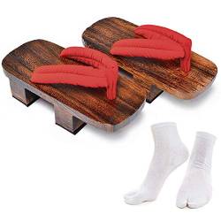 Japanische Holz-Clogs mit Tabi-Socken für Männer und Frauen - Braun - 7 M US von Azumasun