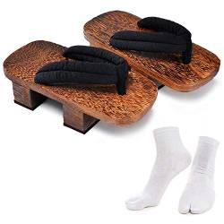 Japanische Holz-Clogs mit Tabi-Socken für Männer und Frauen - Schwarz - 8 M US von Azumasun