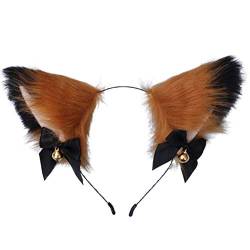 Cosplay-Plüsch-Katzenohren-Stirnband für Mädchen, Süße Ohren Kopfbedeckung Kostümzubehör Prop (Kamel und schwarzes Fleisch in schwarz) von Azusumi