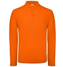 B&C Collection Männer Langarm Polo-Shirt Lässige Kragen Baumwoll-T-Shirt - Orange (L) von B+C