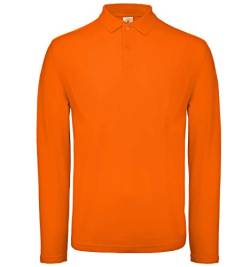 B&C Collection Männer Langarm Polo-Shirt Lässige Kragen Baumwoll-T-Shirt - Orange (XL) von B+C