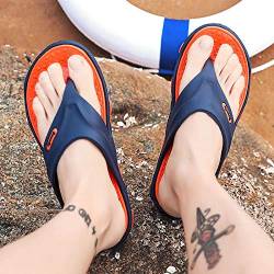 B/H Leichte Saunaschuhe,Home Casual Herren Flip Flops,bequeme Sandalen für Erwachsene-blau orange_43,Ergonomisch Badesandale von B/H