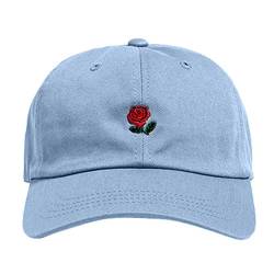 B/N TriLance Fancy Unisex Damen Herren Outdoor Baseball Cap Casual Cool Modisch Sonne Geschützter Brief Rose Muster Bestickte Baseballmütze für Tourist Strand Camping Picknick von B/N