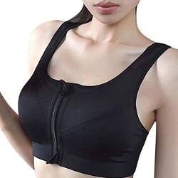 TriLance Damen Sport BH Comfort BH Reissverschluss Gepolsterter Push UP Stützfunktion verstellbare Träger Ohne Bügel Yoga Fitness von B/N