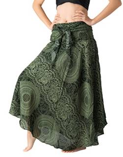 B BANGKOK PANTS Lange Röcke für Frauen Boho Blumendruck, Blütengrün, Einheitsgröße von B BANGKOK PANTS