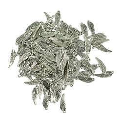 B Baosity 100 pcs Tibet Silber Engel Flügel Charm Anhänger zum Basteln für Armband Halskette Ohrring Gemischte Charms von B Baosity