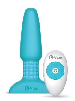 B-Vibe Rimming: Vibro-Plug mit Fernbedienung, teal von B-Vibe