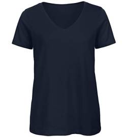 B&C Collection Frauen Bio-T-Shirt mit V-Ausschnitt-Ladies Loose Fit Tee - Marine (XL) von B&C