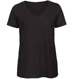 B&C Collection Frauen Bio-T-Shirt mit V-Ausschnitt-Ladies Loose Fit Tee - Schwarz (2XL) von B&C