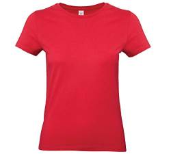 B&C Collection Frauen Kurzarm T-Shirt Tragen Sie Casual Cotton Top - Rot (L) von B&C