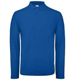 B&C Collection Männer Langarm Polo-Shirt Lässige Kragen Baumwoll-T-Shirt - Königsblau (L) von B&C