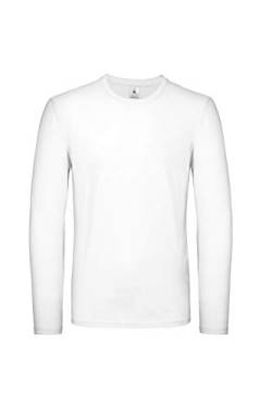 B&C Collection Männer Langarm T-Shirt mit Rundhalsausschnitt Plain Cotton Tee - Weiß (M) von B&C