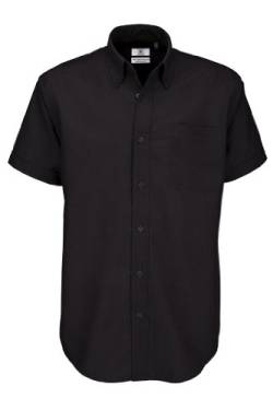 B&C Herren-Oxford-Kurzarmshirt Gr. M, schwarz - schwarz von B&C