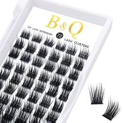 BQ Lash Einzelne Wimpern 72 Clusters Farbige Wimpern Einzeln zu Hause Cluster Lashes B21 Schwarz Wimpern für DIY Wimpernverlängerung DIY Wimpernbüschel (B21,D-12mm) von B&Qaugen