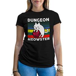 Dungeon Meowster Vintage DND D21 Damen Schwarz T-Shirt Size M von B&S Boutique