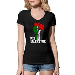 Free Palestine Damen Schwarz T-Shirt Size S von B&S Boutique