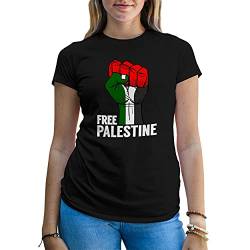Free Palestine Damen V-Ausschnitt Schwarz T-Shirt Size S von B&S Boutique