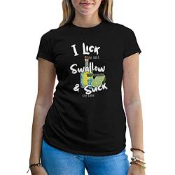I Lick Swallow and Suck Tequila Salt and Lime Fun Logo Damen Schwarz T-Shirt Size M von B&S Boutique
