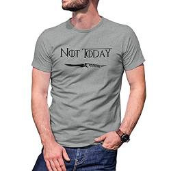 Not Today Arya Red Wolf Stark Catspaw Game of Thrones Herren Grau T-Shirt Size XL von B&S Boutique