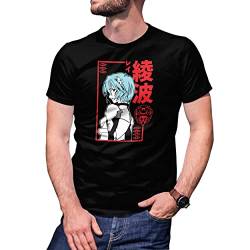 Rei Ayanami neon Genesis Evangelion Herren Schwarz T-Shirt Size L von B&S Boutique