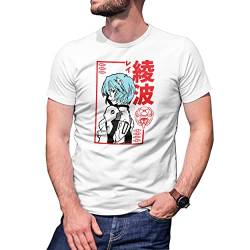 Rei Ayanami neon Genesis Evangelion Herren Weißes T-Shirt Size M von B&S Boutique