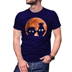 Shadow Puppets Blood Moon Horror Parody Bert Ernie Herren Marineblaues T-Shirt Size XL von B&S Boutique