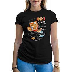 aperol Spritz Recipe Fun Summer Vibes Damen V-Ausschnitt Schwarz T-Shirt Size M von B&S Boutique