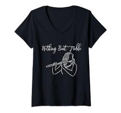 Damen Flöten-T-Shirt, lustiges T-Shirt mit V-Ausschnitt von B. Nader's Store