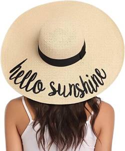 BABAHU Faltbarer Sonnenhut für Damen, breite Krempe, Strohhut, Sommer-/Strandhut, UV-Schutzfaktor 50+, 06-Stil, Beige, Einheitsgröße von BABAHU