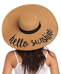 BABAHU Faltbarer Sonnenhut für Damen, breite Krempe, Strohhut, Sommer-/Strandhut, UV-Schutzfaktor 50+, 06-Style Khaki, Einheitsgröße von BABAHU