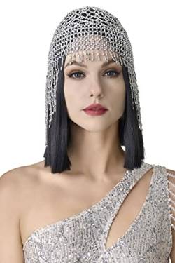 BABEYOND 1920er Stirnband Damen Gatsby Haar Kette Bauchtanz Exotisch Cleopatra Kostüm Accessoires 20er Jahre Flapper Blinkendes Haarband(Silber) von BABEYOND