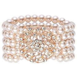 BABEYOND 1920s Armband Perlen Damen Gatsby Kostüm Zubehör Blinkende Kristall Armreif 20er Jahre Accessoires für Damen (Stil 2-Rose Gold) von BABEYOND