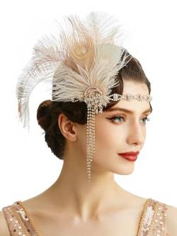 BABEYOND 1920s Feder Stirnband 20er Jahre Stil Art Deco Flapper Haarband Great Gatsby Stirnband Damen Kostüm Accessoires von BABEYOND