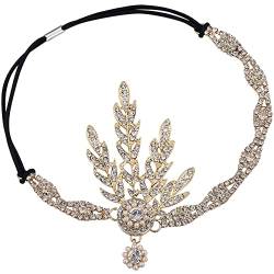 BABEYOND 1920s Stil Blatt-Medaillon Rundes Stirnband mit Perlen Inspiriert von Der Große Gatsby Accessoires für Damen (Gold) von BABEYOND