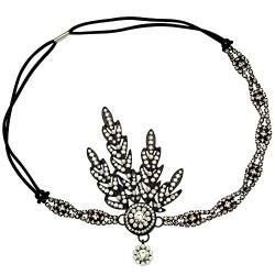BABEYOND 1920s Stil Blatt-Medaillon Rundes Stirnband mit Perlen Inspiriert von Der Große Gatsby Accessoires für Damen (Schwarz) von BABEYOND