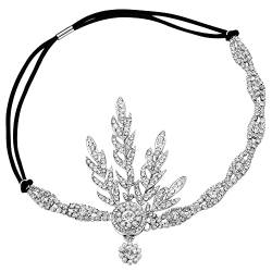 BABEYOND 1920s Stil Blatt-Medaillon Rundes Stirnband mit Perlen Inspiriert von Der Große Gatsby Accessoires für Damen (Silber) von BABEYOND