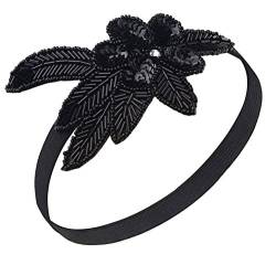 BABEYOND 1920s Stirnband Damen 20er Jahre Stil Haarband Gatsby Kostüm Accessoires (Schwarz) von BABEYOND