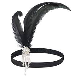 BABEYOND 1920s Stirnband Damen Gatsby Kostüm Accessoires 20er Jahre Flapper Feder Haarband Weiß von BABEYOND