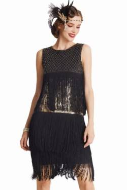 BABEYOND ArtiDeco Women’s 1920s Charleston Dress - Knee-Length Cocktail Party Dress - 20s Flapper - Women’s Gatsby Costume Dress - Cocktail von BABEYOND