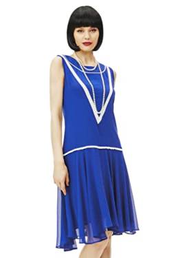 BABEYOND Damen 1920er Jahre Inspiriert Kleid - Flapper Kleid Niedrige Taille Kleid Ärmellos Party Chiffon Kleid für Frauen, Blau, Groß von BABEYOND