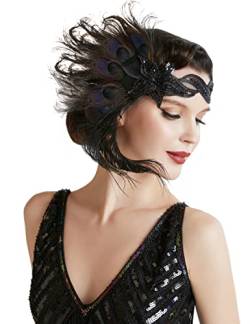 BABEYOND Damen 1920s Stirnband Pfau Feder 20er Jahre Stil Flapper Haarband Inspiriert von Great Gatsby Damen Kostüm Accessoires Stil 5 von BABEYOND