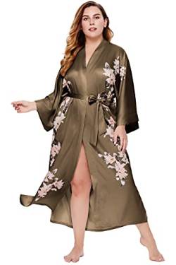 BABEYOND Langer Kimono-Robe mit Blumenmuster, Satin-Roben in Übergröße, Kimono-Überwurf, lockere Strickjacke - Braun - XX-Large Mehr von BABEYOND